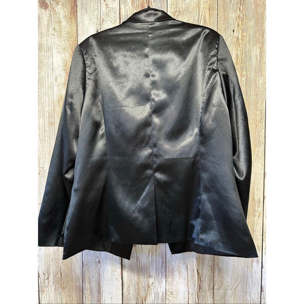 NWT Women Satin Suit Blazer Jacket Black Double Side Bows Party Wedding Size 2XL - Picture 3 of 9